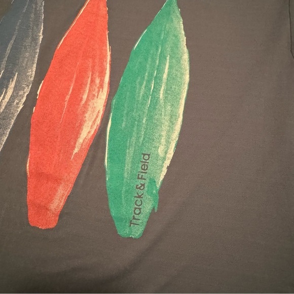 Track & Field Men's T-Shirt Size L Gray/Blue Print Short Sleeve Athletic Tee - Picture 8 of 9